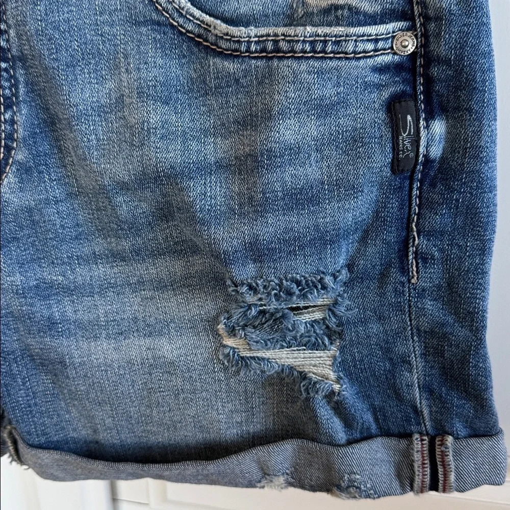 Silver Jeans Distressed Blue Jean Shorts